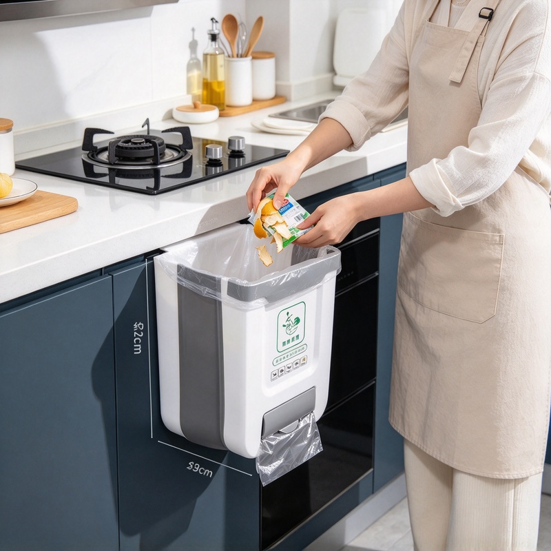 Commercial Kitchen Bin - Duvara Asılabilen, Katlanabilir, 10 Litrelik, İnce